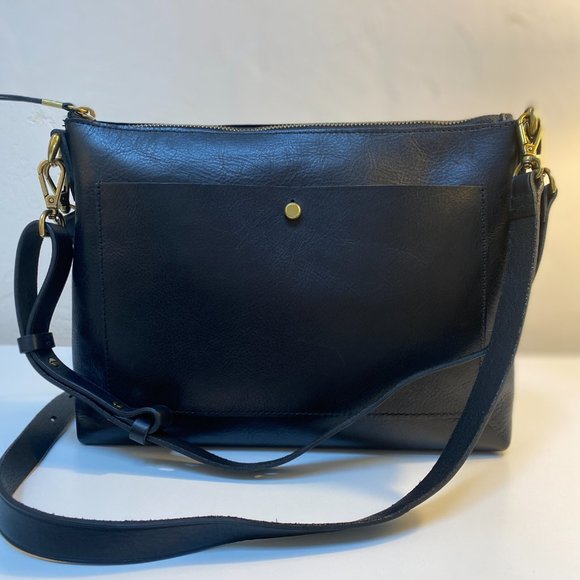 Madewell Handbags - Madewell Transport Crossbody Shoulder Bag - Black Leather